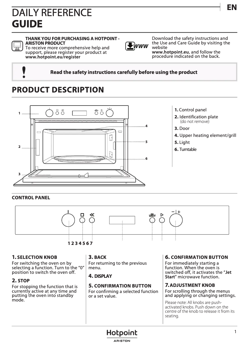 Página 1 del manual Manual de instrucciones Hotpoint MD 664 IX HA