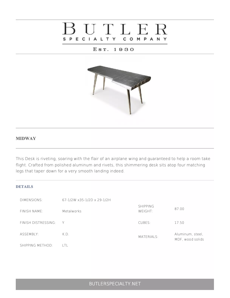 Page 1 de la notice Manuel utilisateur Butler Midway 2552025