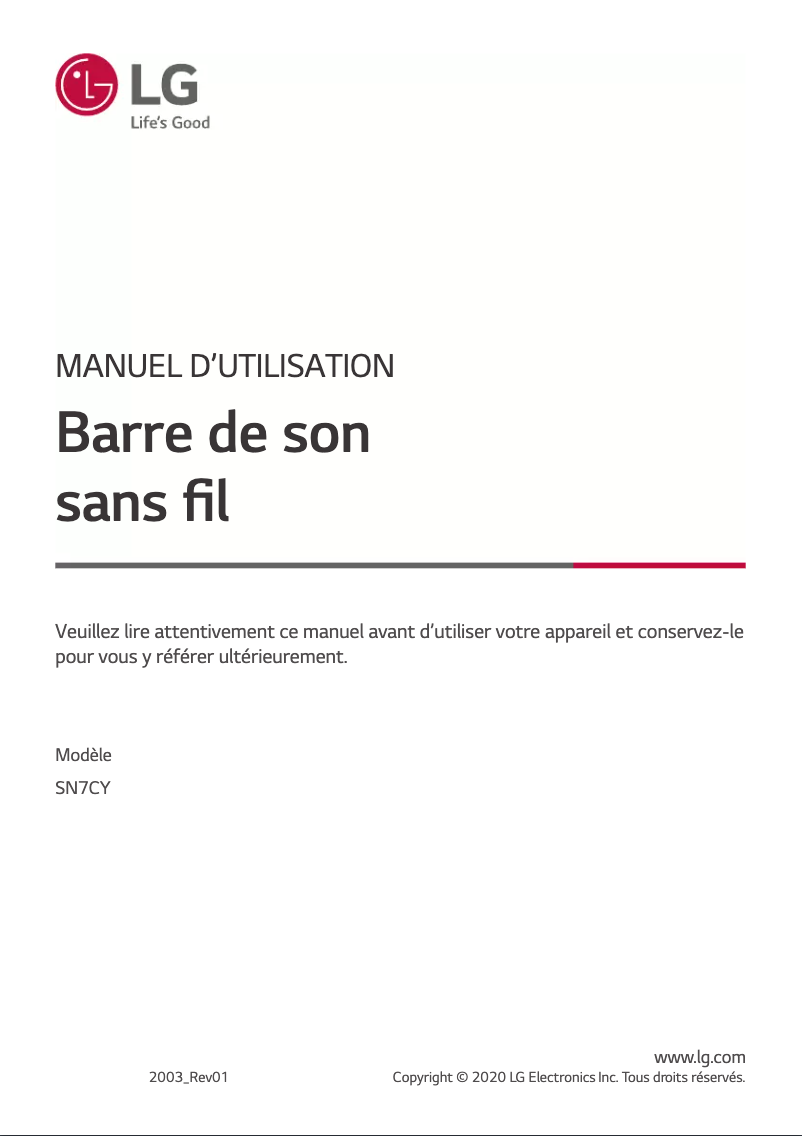 Page 1 de la notice Manuel utilisateur LG SN7CY