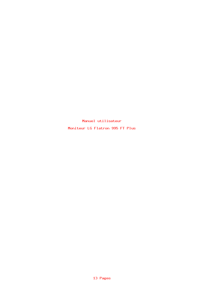 Page 1 de la notice Manuel utilisateur LG Flatron 995 FT Plus