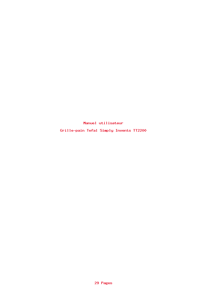 Page 1 de la notice Manuel utilisateur Tefal Simply Invents TT2200