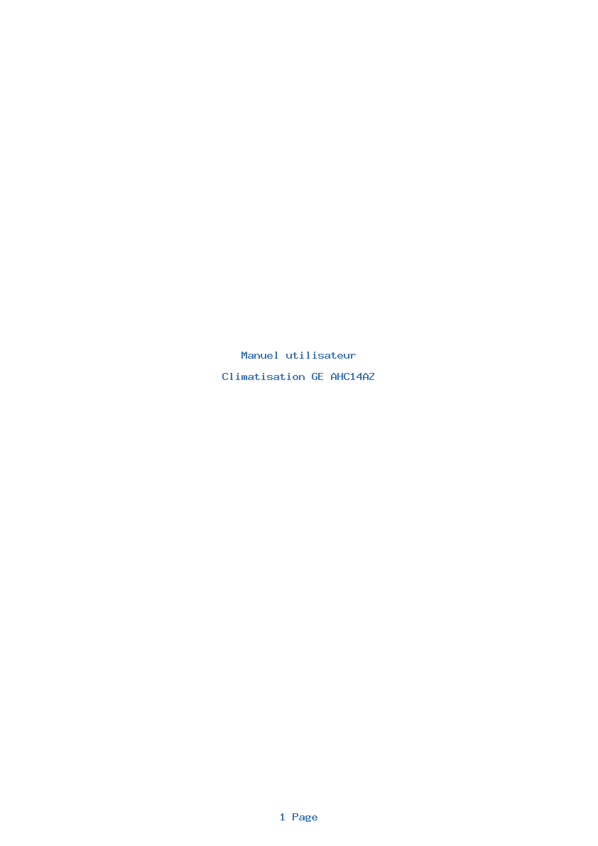 Page 1 de la notice Manuel utilisateur GE AHC14AZ