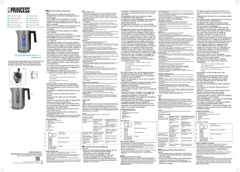 Page 1 de la notice Manuel utilisateur Princess Quick Boil 236047