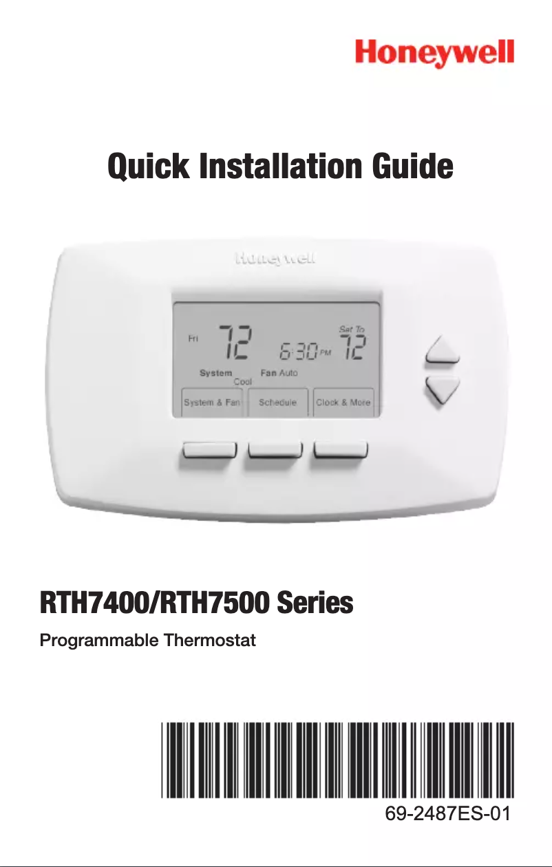 Page 1 de la notice Manuel utilisateur Honeywell RTH7500D1049/A