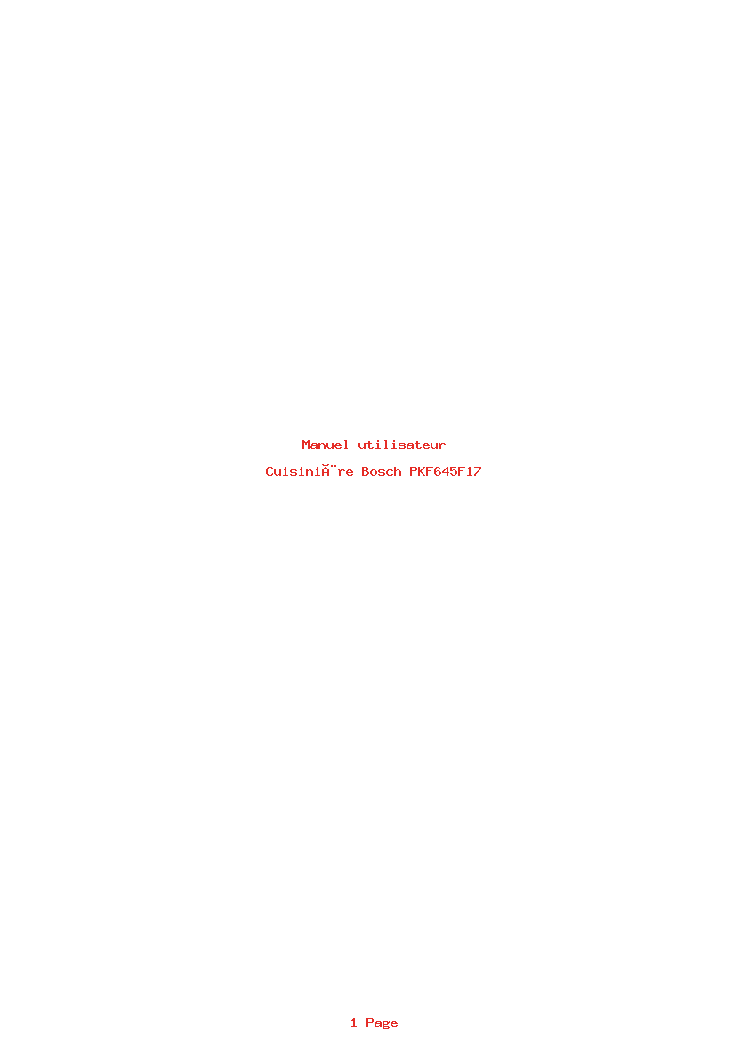 Page 1 de la notice Manuel utilisateur Bosch PKF645F17