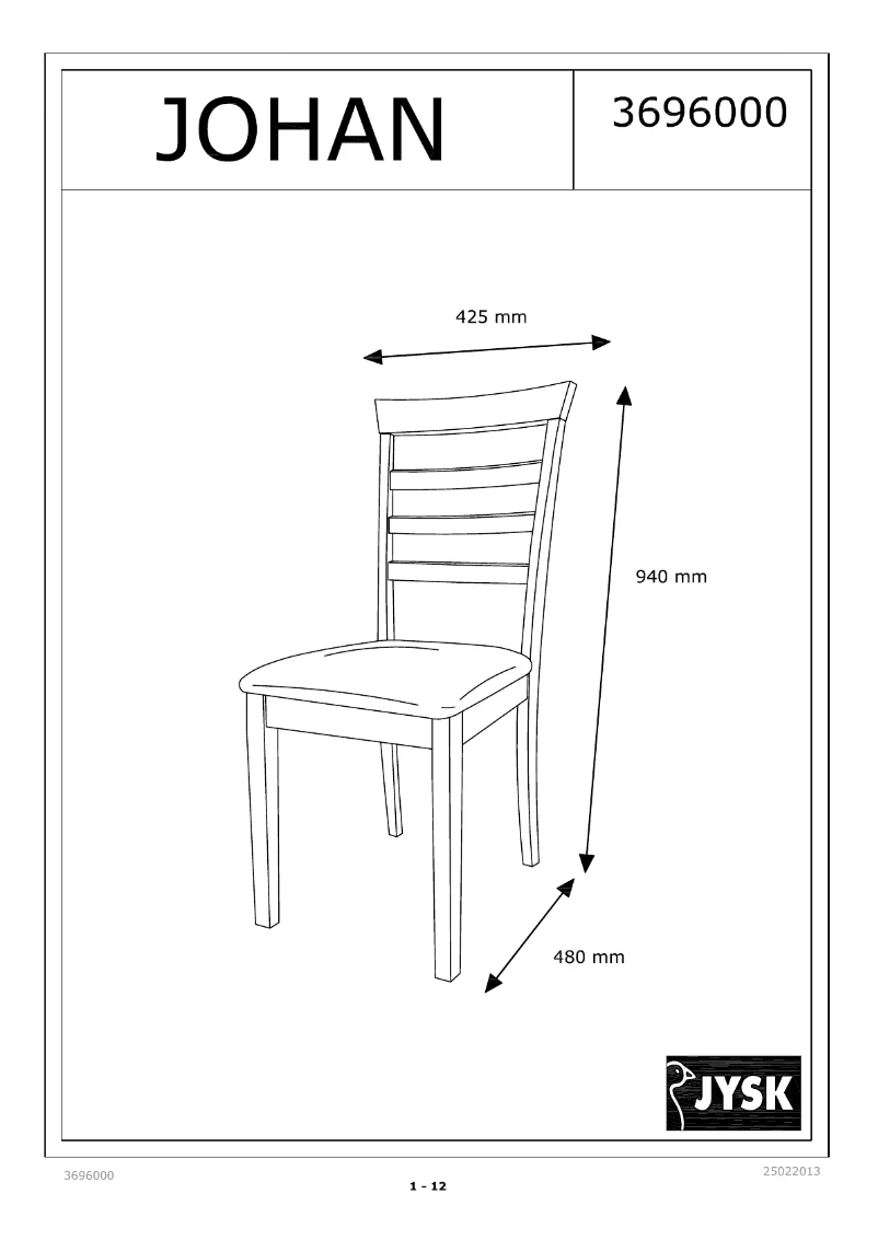 Page 1 of the manual User Manual JYSK Johan