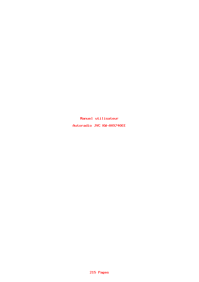 Page 1 de la notice Manuel utilisateur JVC KW-AVX740EE
