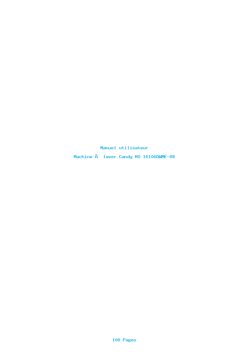 Page 1 de la notice Manuel utilisateur Candy RO 16106DWME-88