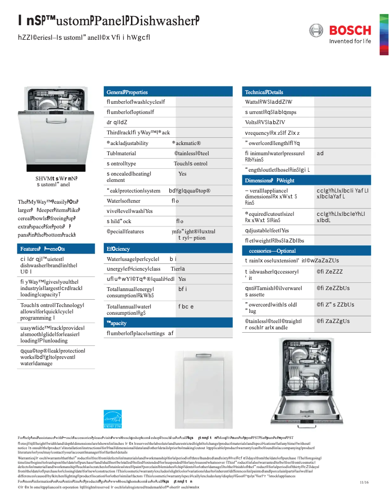 Page 1 of the manual Technical Sheet Bosch SHVM98W
