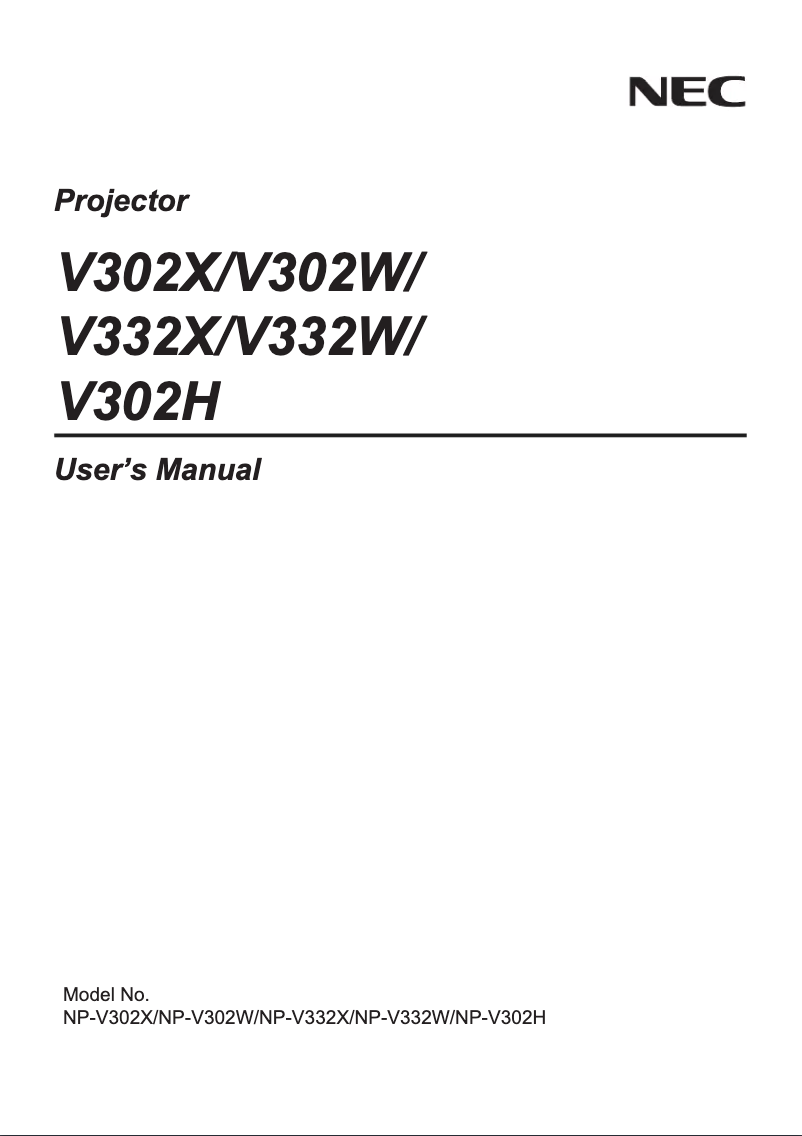 Page 1 de la notice Manuel utilisateur NEC NP-V302H
