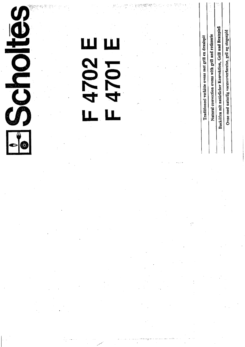 Page 1 de la notice Manuel utilisateur Scholtès F 4701 E