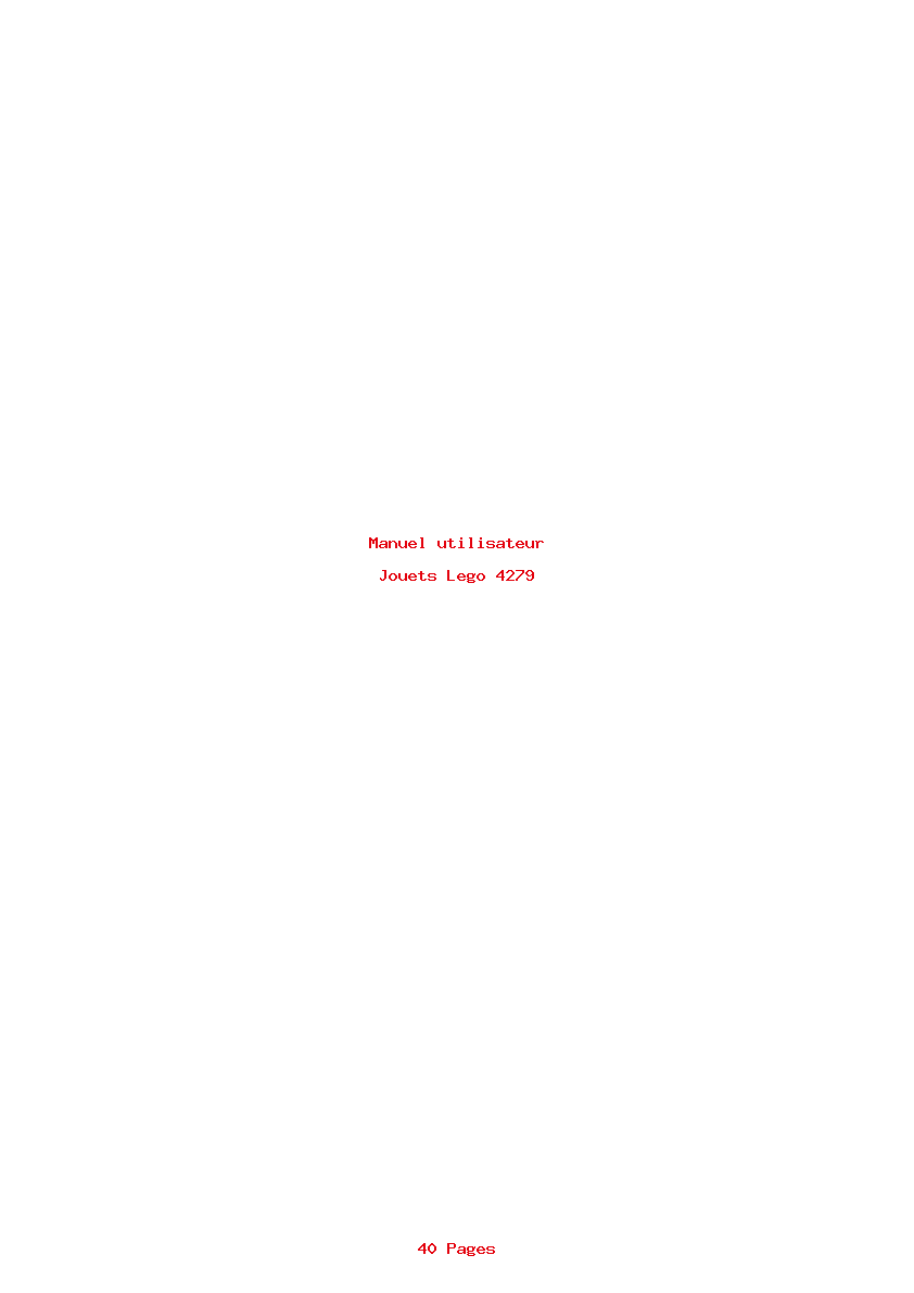 Page 1 de la notice Manuel utilisateur Lego 4279