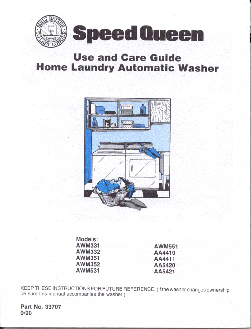 Página 1 del manual Manual de usuario Speed Queen AWM352W