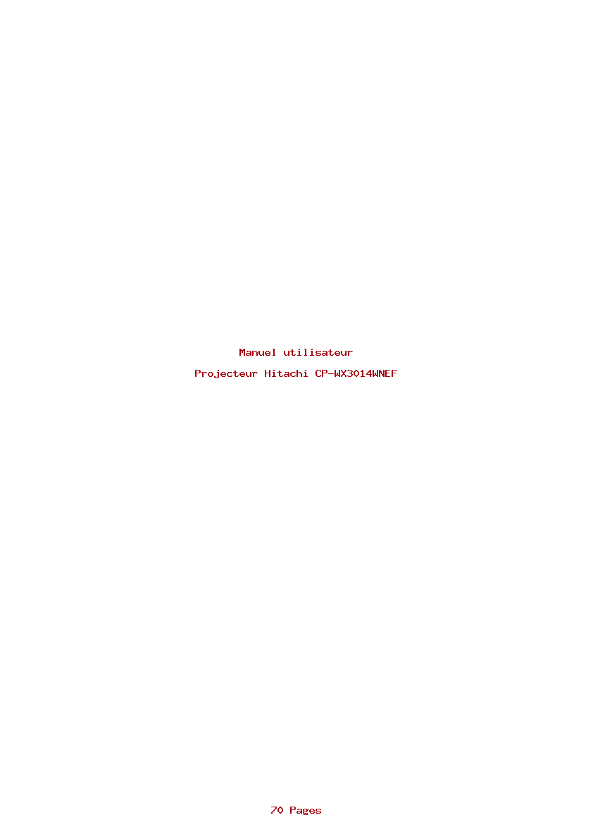 Page 1 de la notice Manuel utilisateur Hitachi CP-WX3014WNEF
