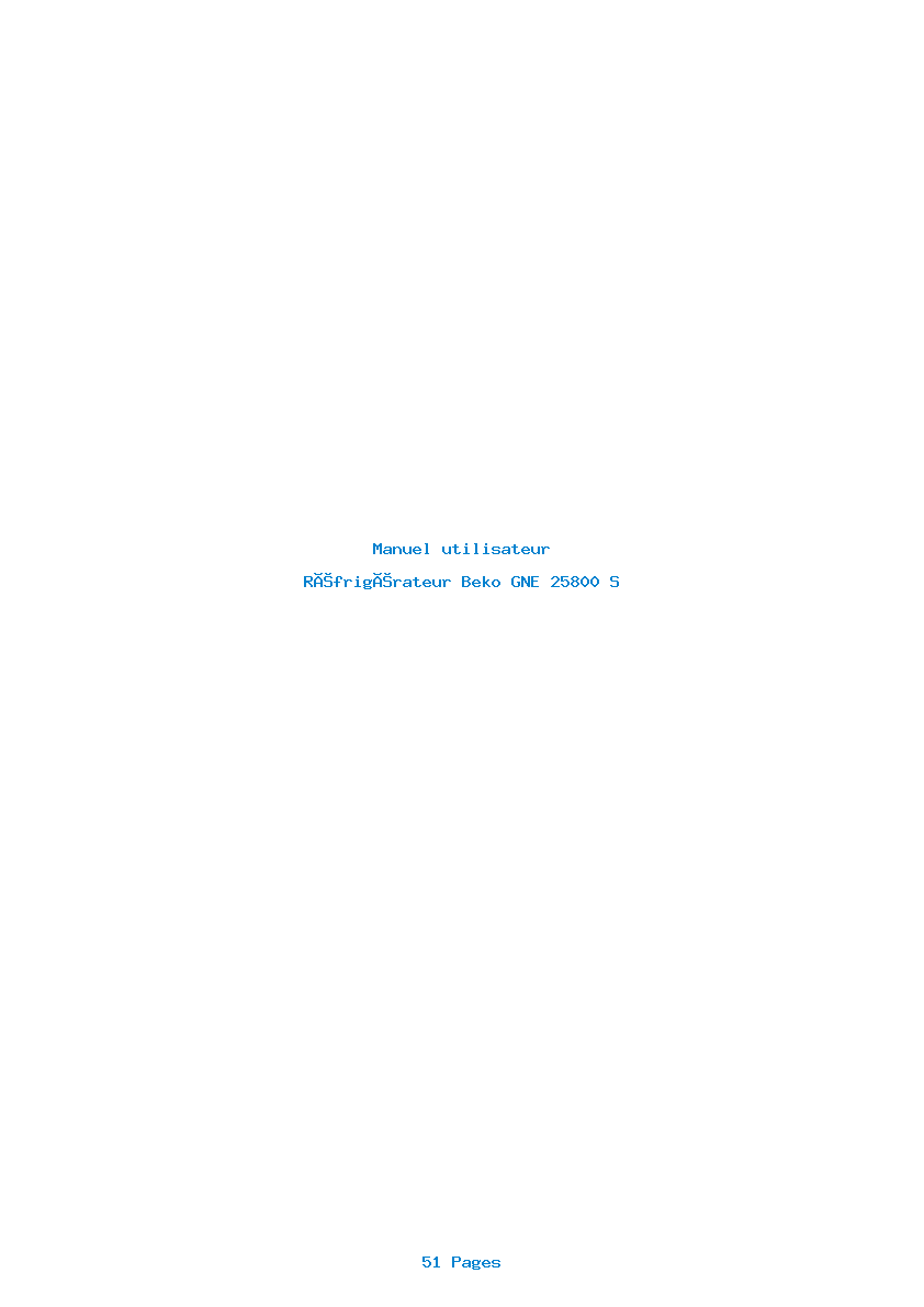 Page 1 de la notice Manuel utilisateur Beko GNE 25800 S