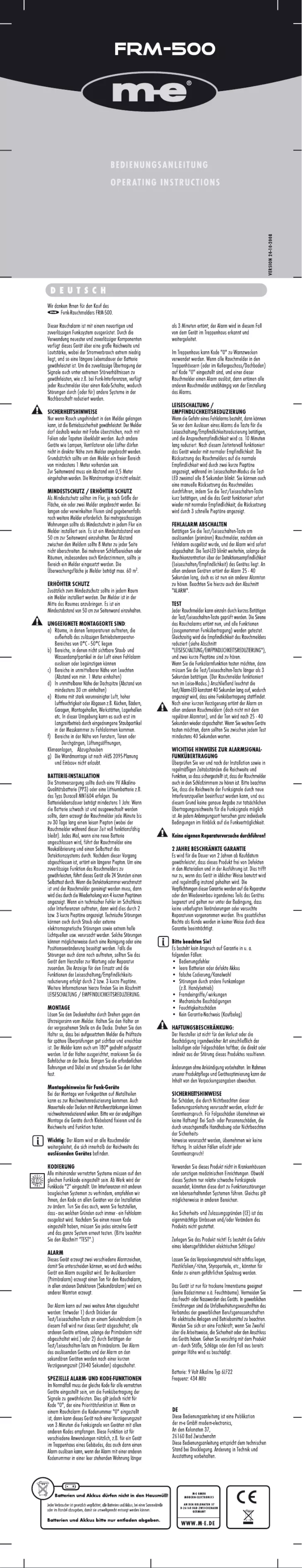 Page 1 de la notice Manuel utilisateur m-e FRM-500