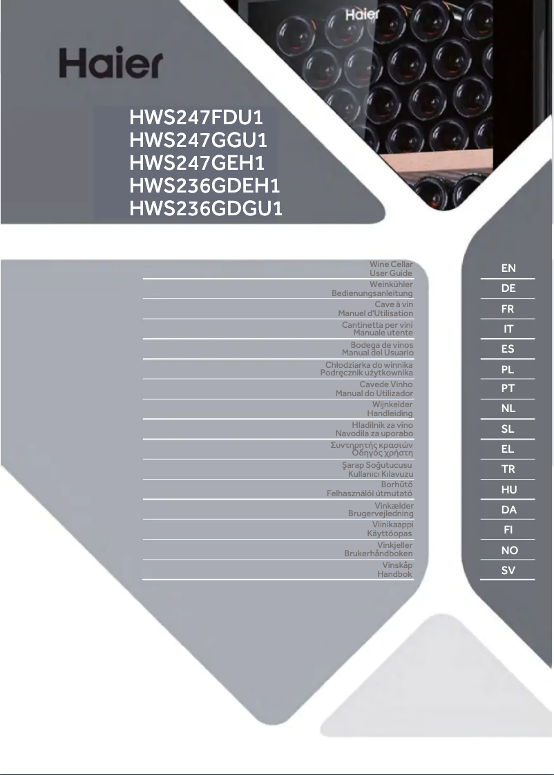 Página 1 del manual Etiqueta energética Haier HWS247GGU1