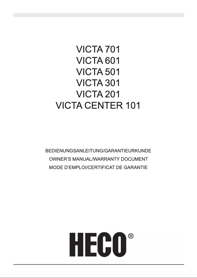 Page 1 of the manual User Manual Heco Victa 501