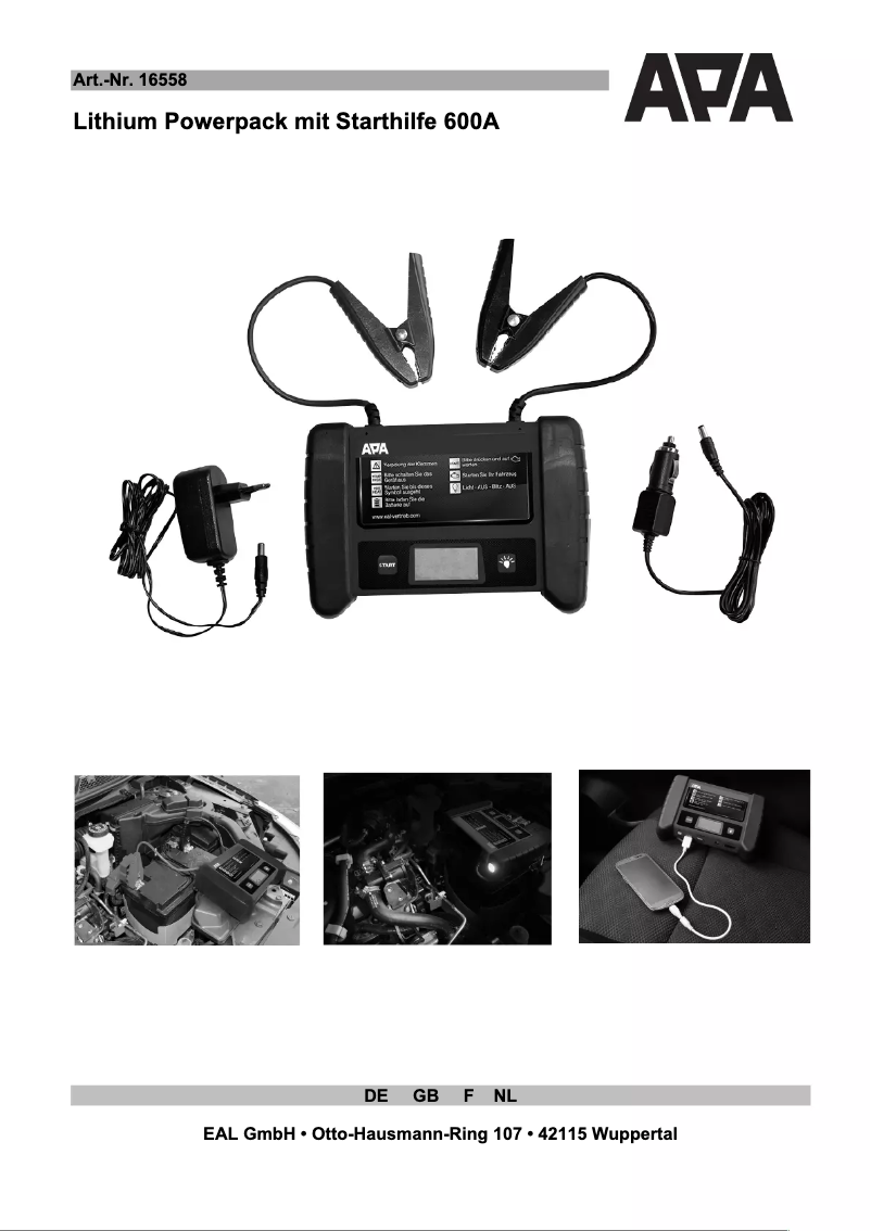 Page 1 de la notice Manuel utilisateur APA 16558