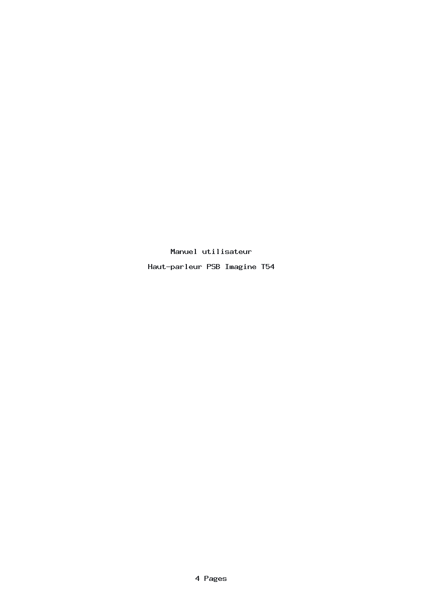 Page 1 de la notice Manuel utilisateur PSB Imagine T54