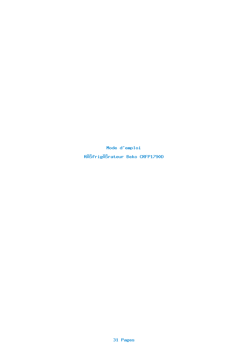Page 1 de la notice Mode d'emploi Beko CRFP1790D
