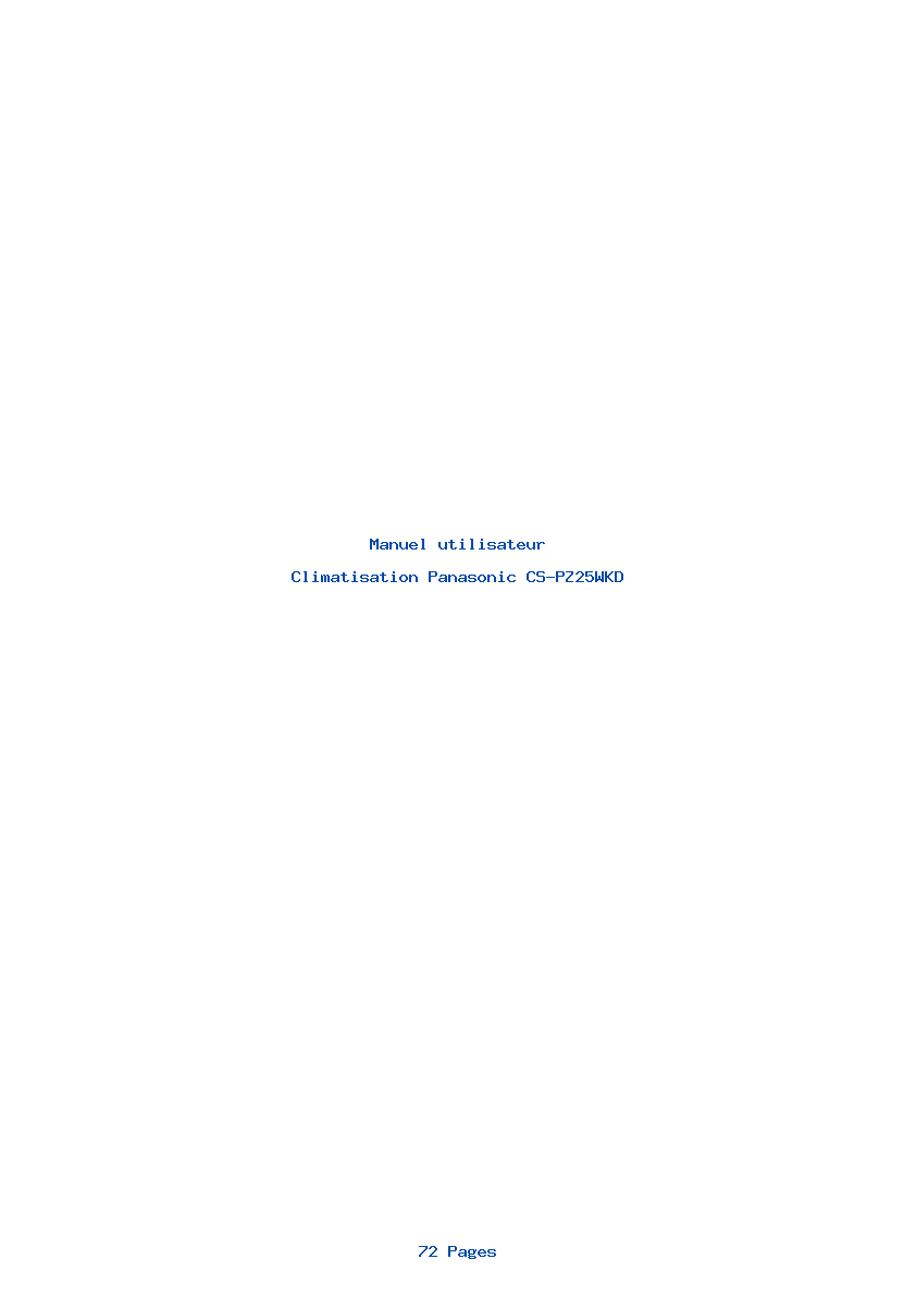 Page 1 de la notice Manuel utilisateur Panasonic CS-PZ25WKD