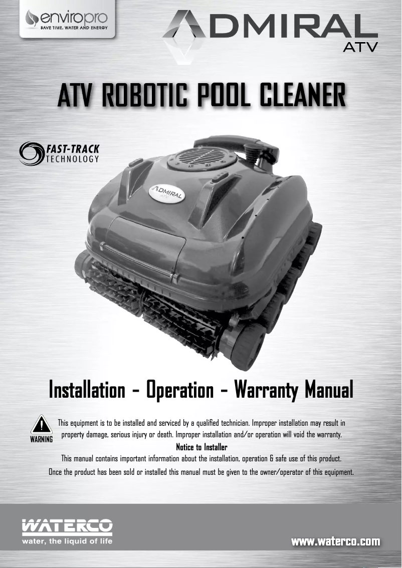 Page 1 de la notice Manuel utilisateur Waterco Admiral ATV