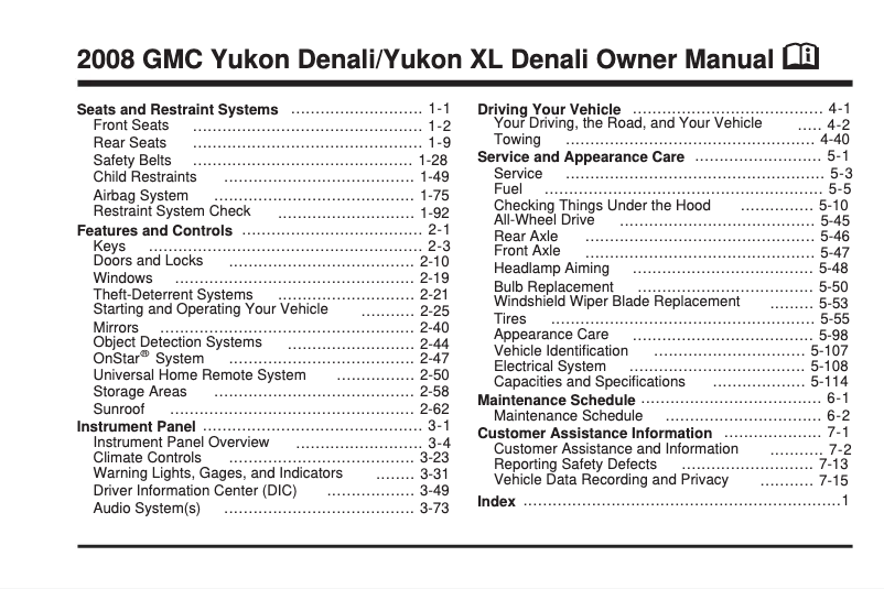 Page 1 de la notice Manuel utilisateur GMC Yukon Denali (2016)