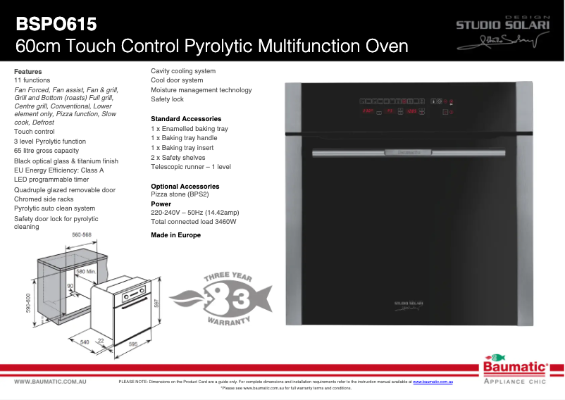 Page 1 de la notice Fiche technique Baumatic BSPO615