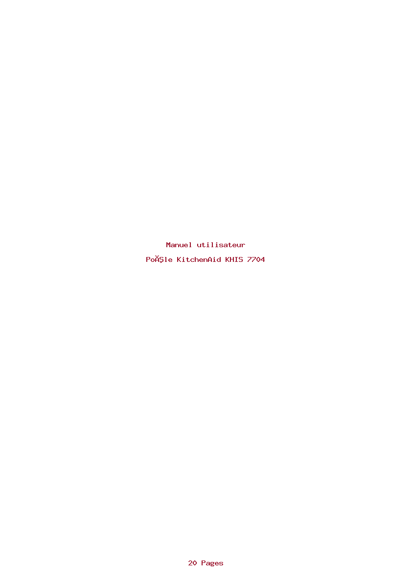 Page 1 de la notice Manuel utilisateur KitchenAid KHIS 7704
