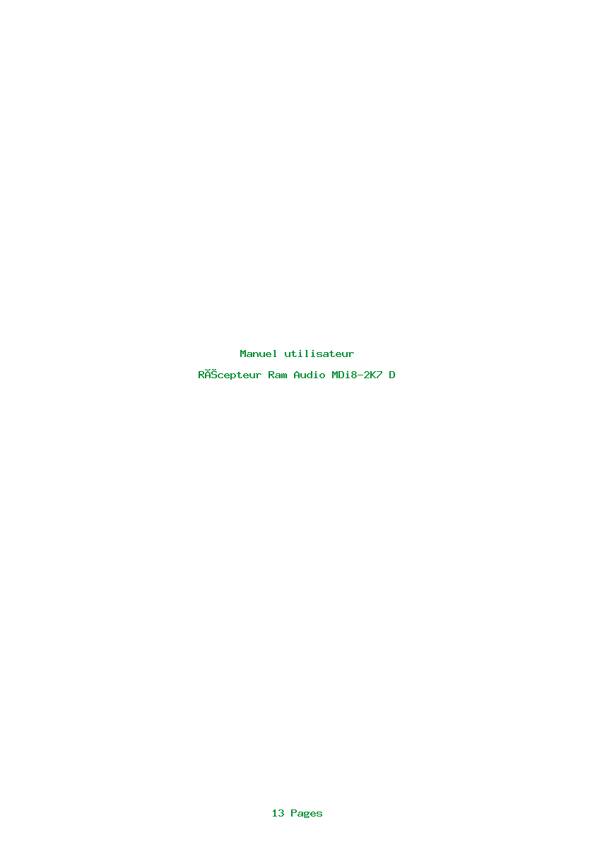 Page 1 de la notice Manuel utilisateur Ram Audio MDi8-2K7 D