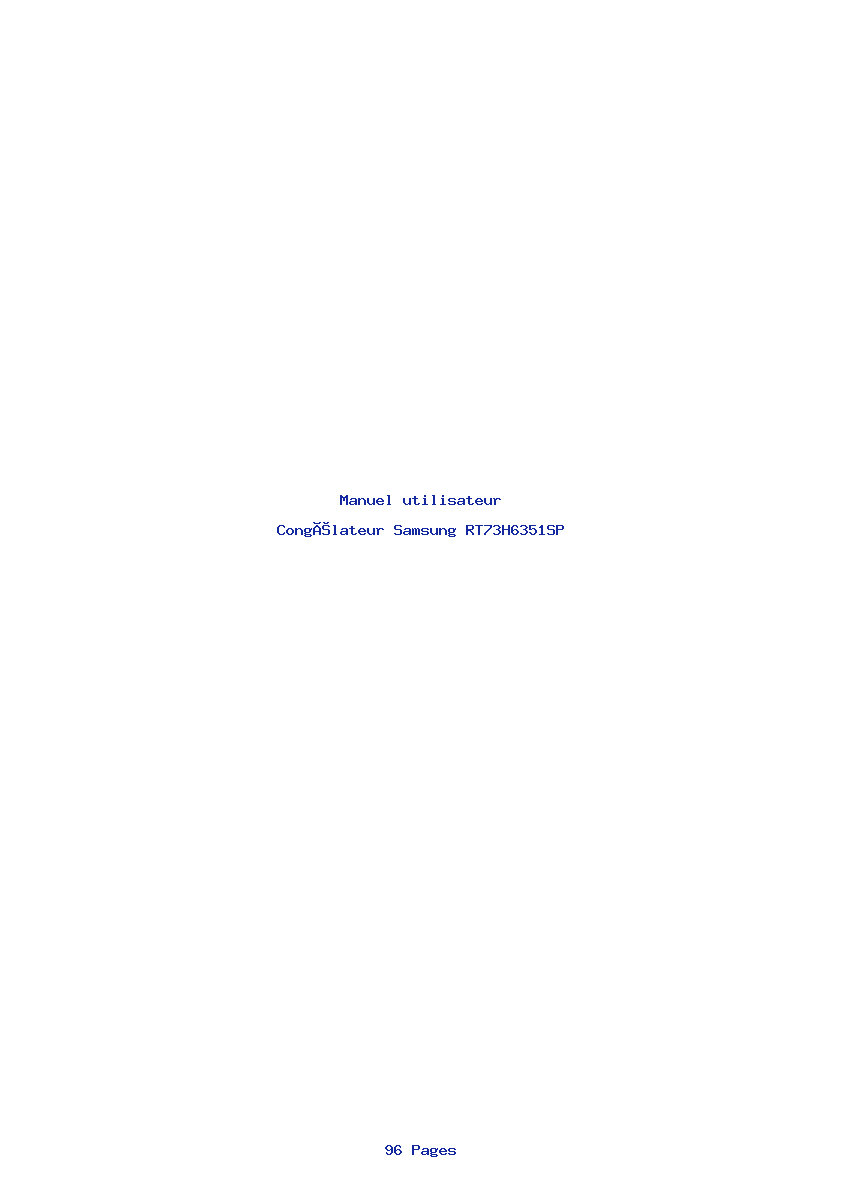 Page 1 de la notice Manuel utilisateur Samsung RT73H6351SP