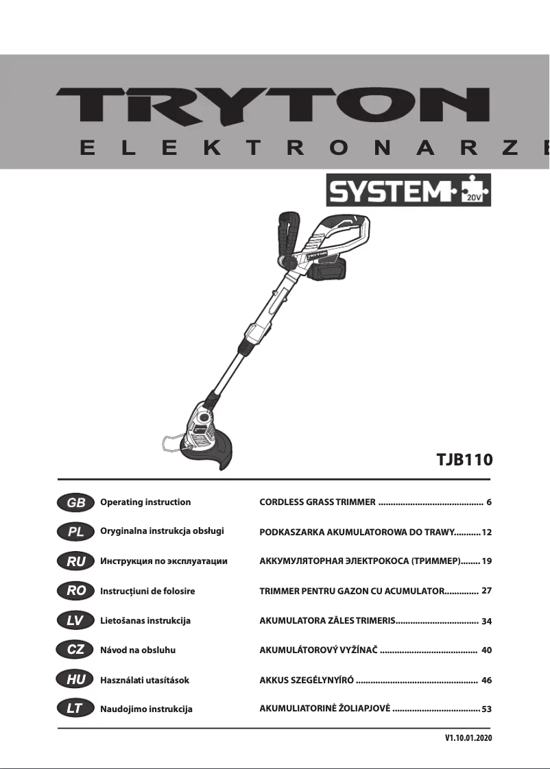 Page 1 de la notice Manuel utilisateur Tryton TJB110