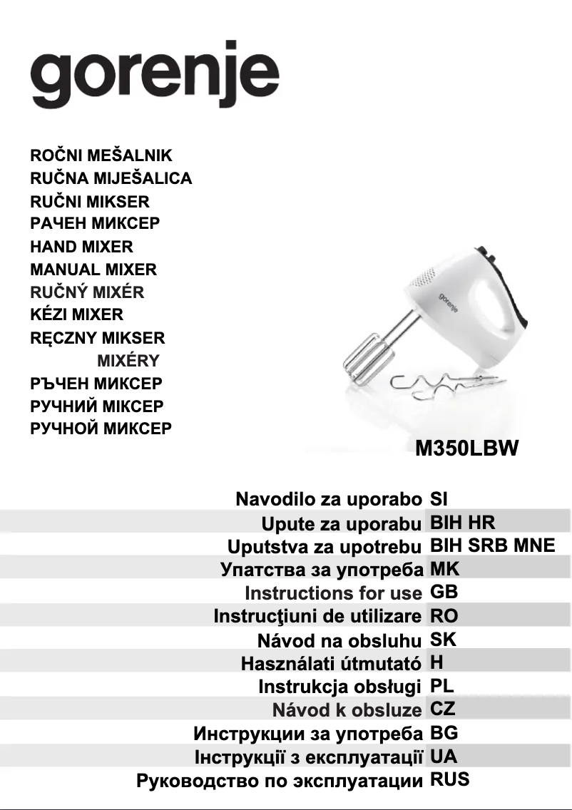 Page n°1 - Manuel utilisateur Gorenje M350LBW