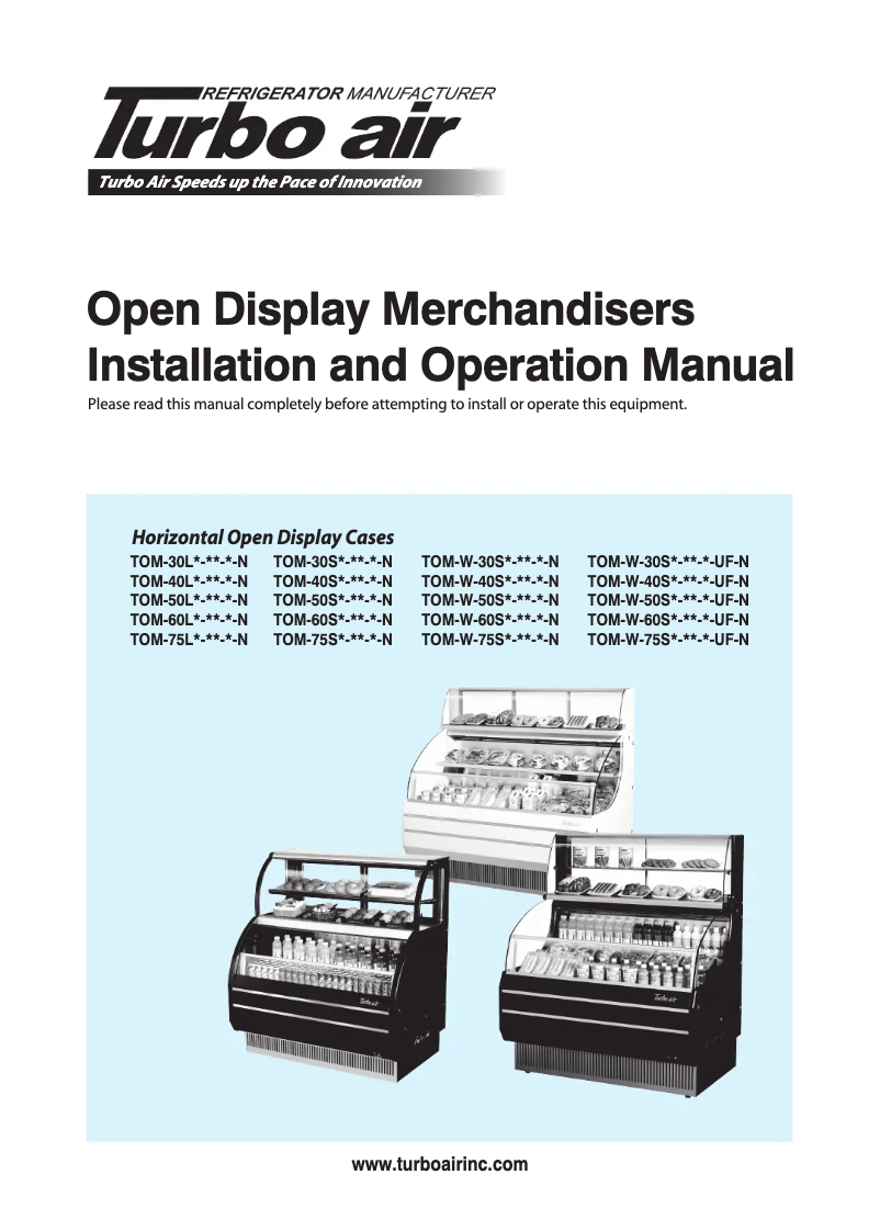 Página 1 del manual Manual de usuario Turbo air TOM-W-40SB