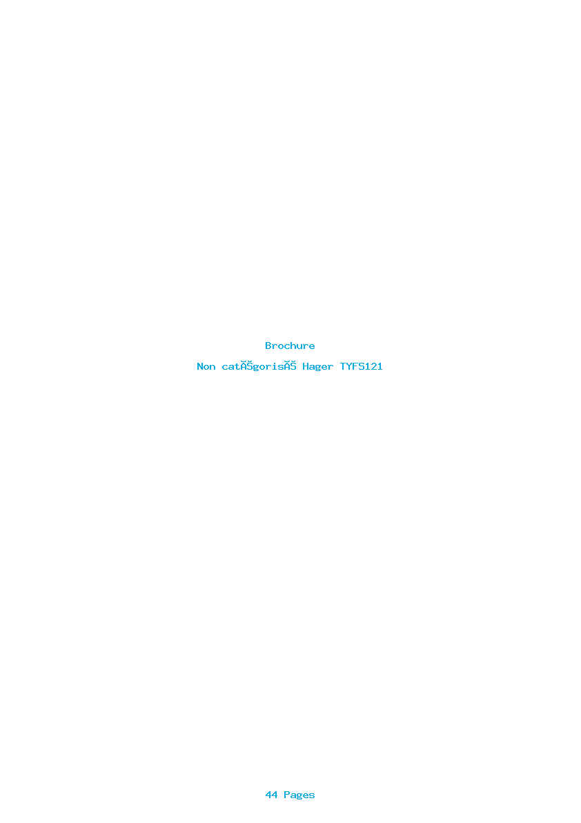 Page 1 de la notice Brochure Hager TYFS121