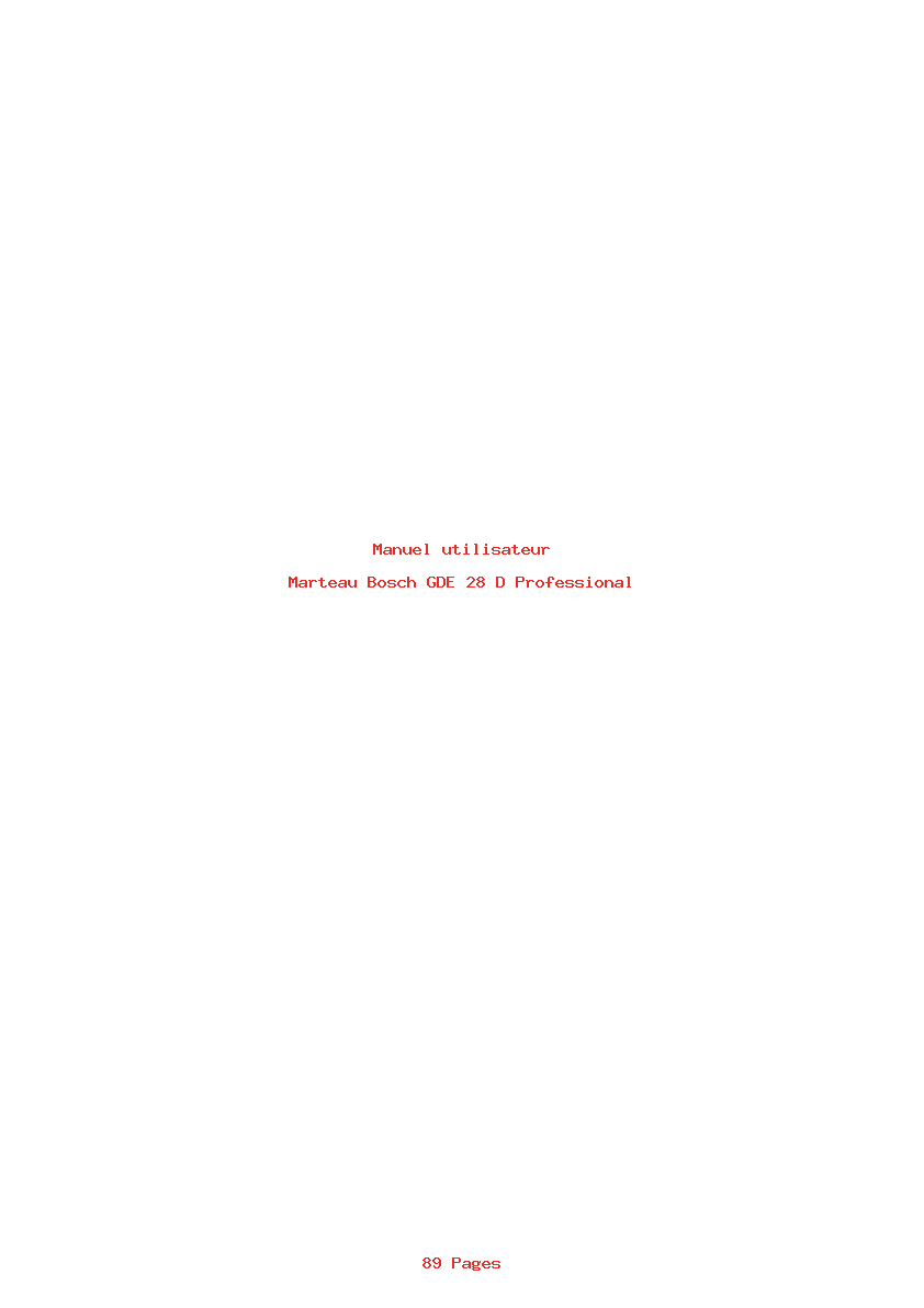 Page 1 de la notice Manuel utilisateur Bosch GDE 28 D Professional