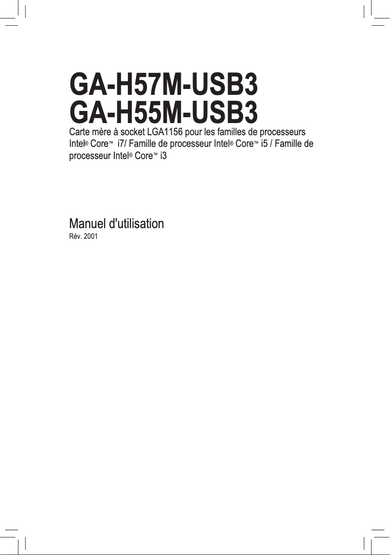 Page 1 de la notice Manuel utilisateur Gigabyte GA-H57M-USB3