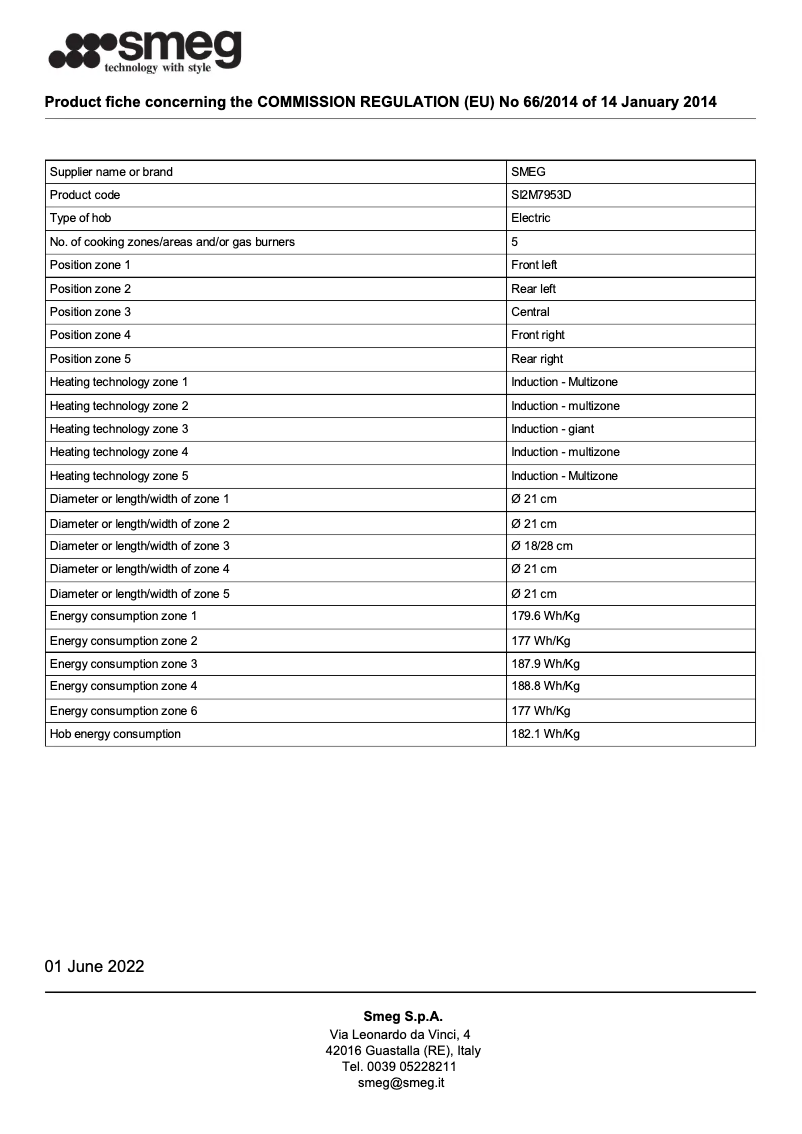 Página 1 del manual Folleto Smeg SI2M7953D