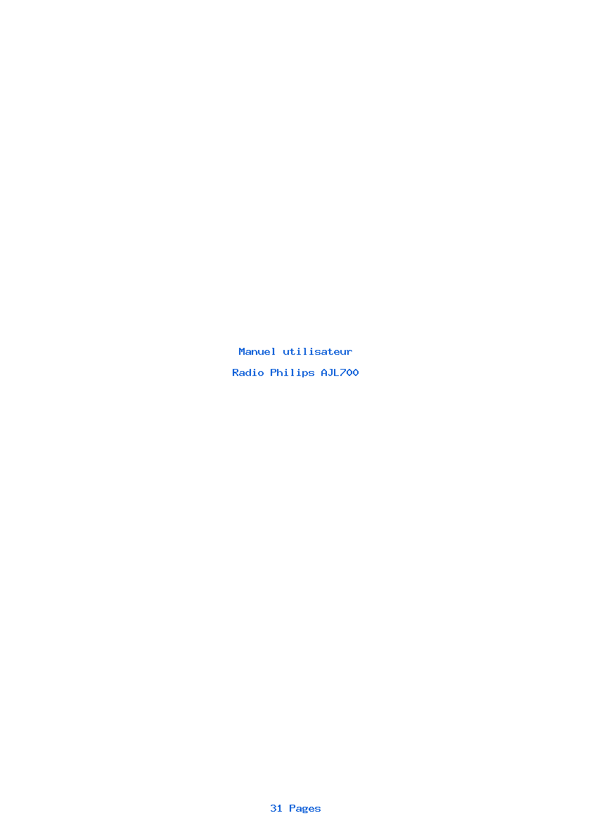 Page 1 de la notice Manuel utilisateur Philips AJL700