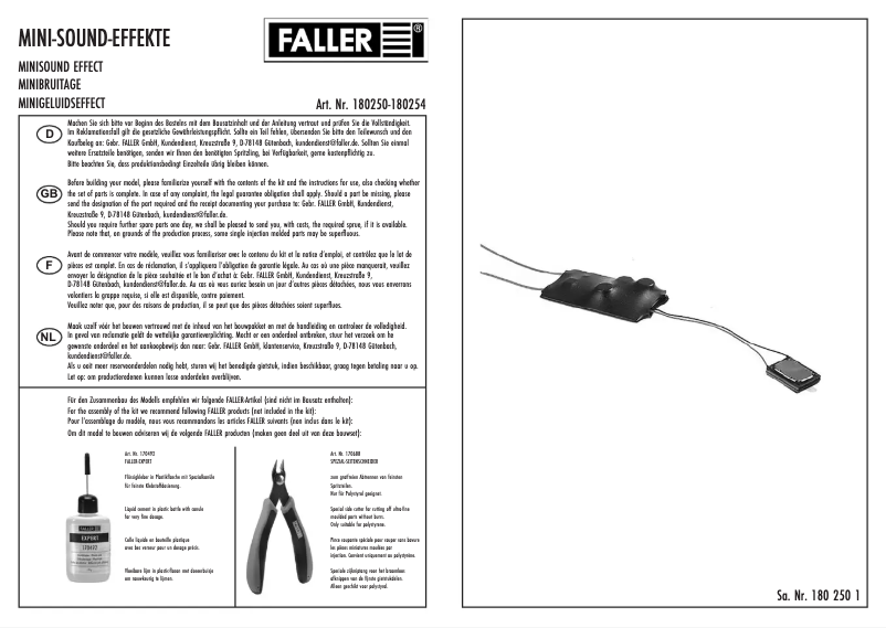 Page 1 de la notice Manuel utilisateur Faller 180253