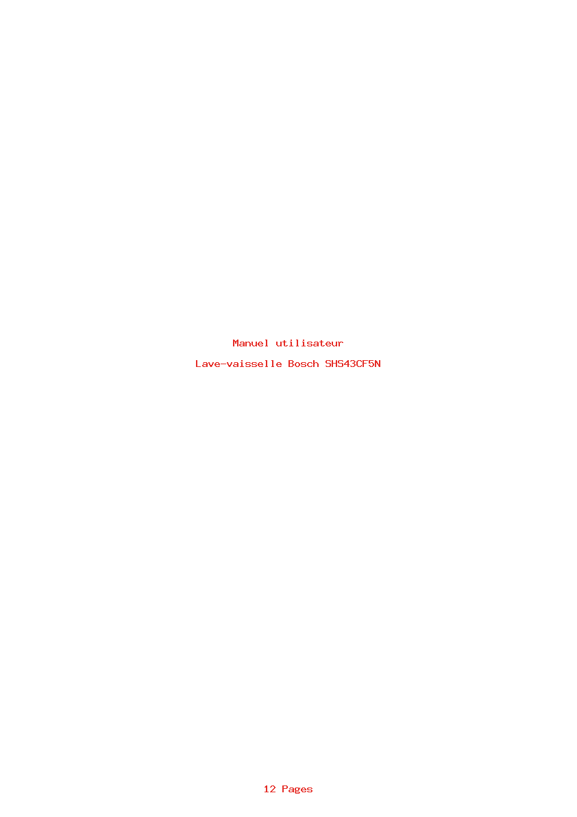 Page 1 de la notice Manuel utilisateur Bosch SHS43CF5N