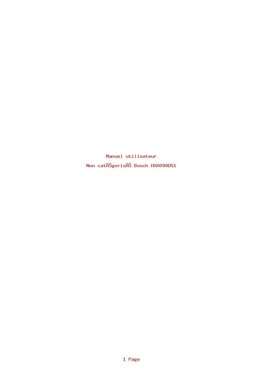 Page 1 de la notice Manuel utilisateur Bosch HXA090D51