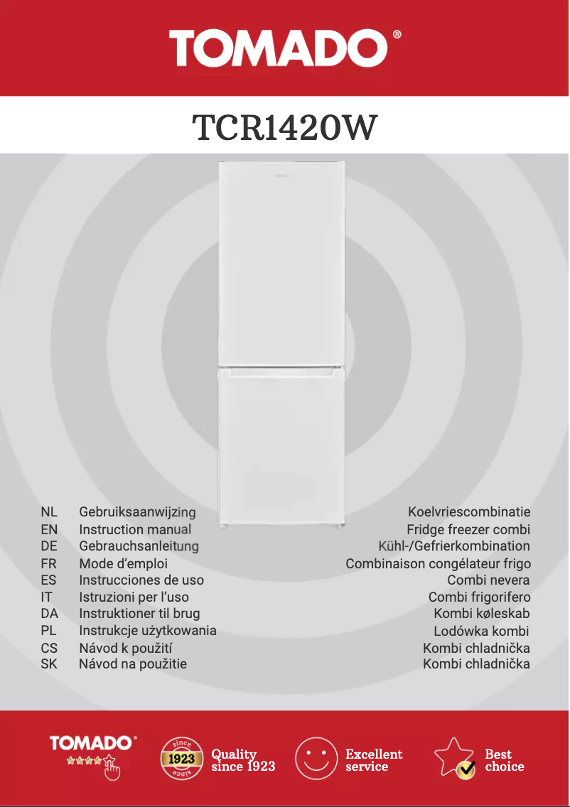 Page 1 de la notice Manuel utilisateur Tomado TCR1420W