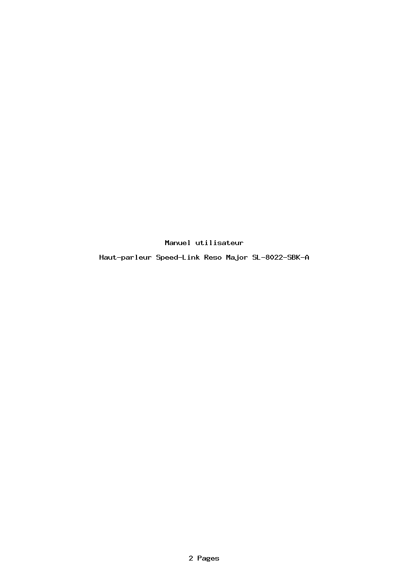 Page 1 de la notice Manuel utilisateur Speed-Link Reso Major SL-8022-SBK-A
