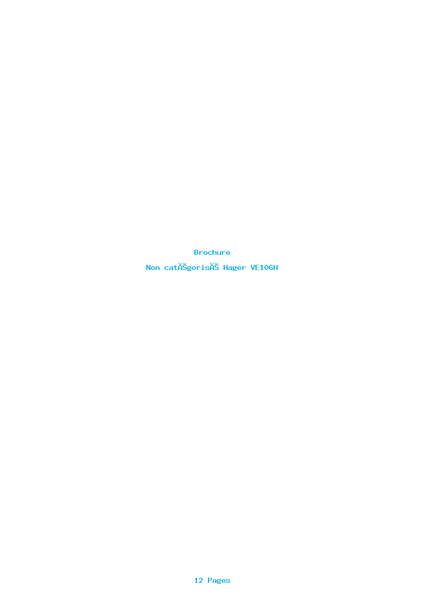 Page 1 de la notice Brochure Hager VE106H