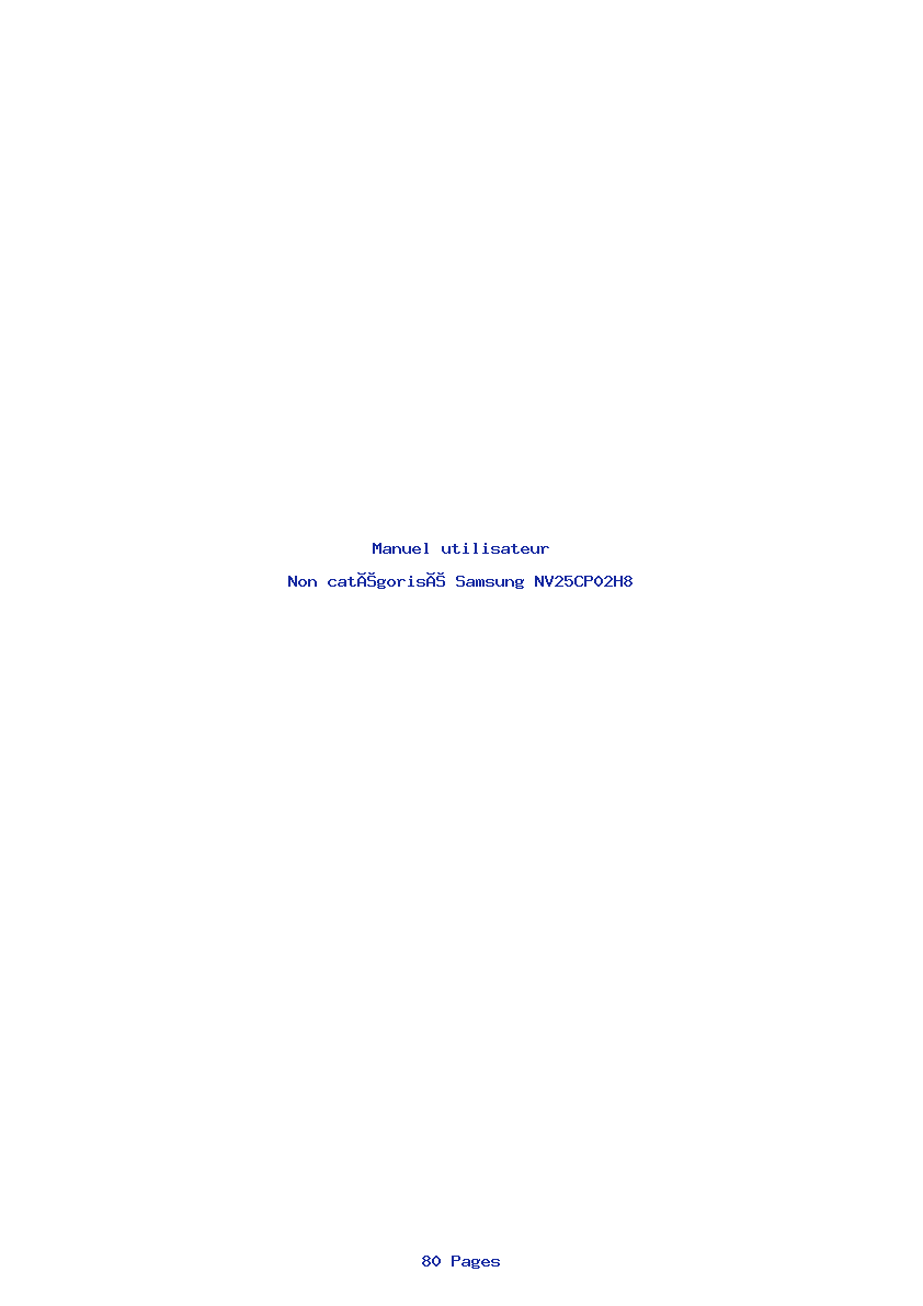 Page 1 de la notice Manuel utilisateur Samsung NV25CP02H8
