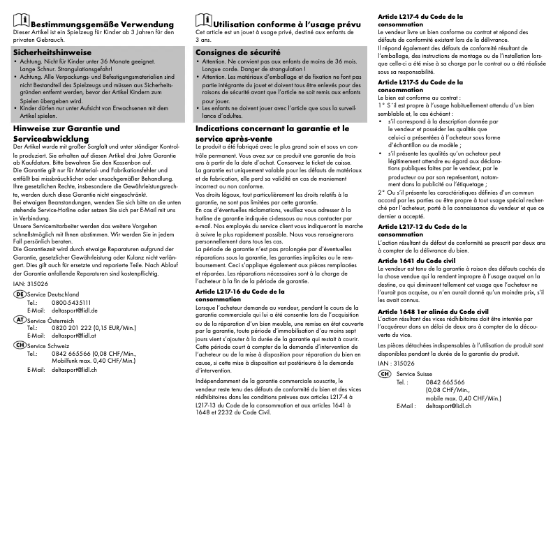 Page 1 de la notice Manuel utilisateur Playtive IAN 315026