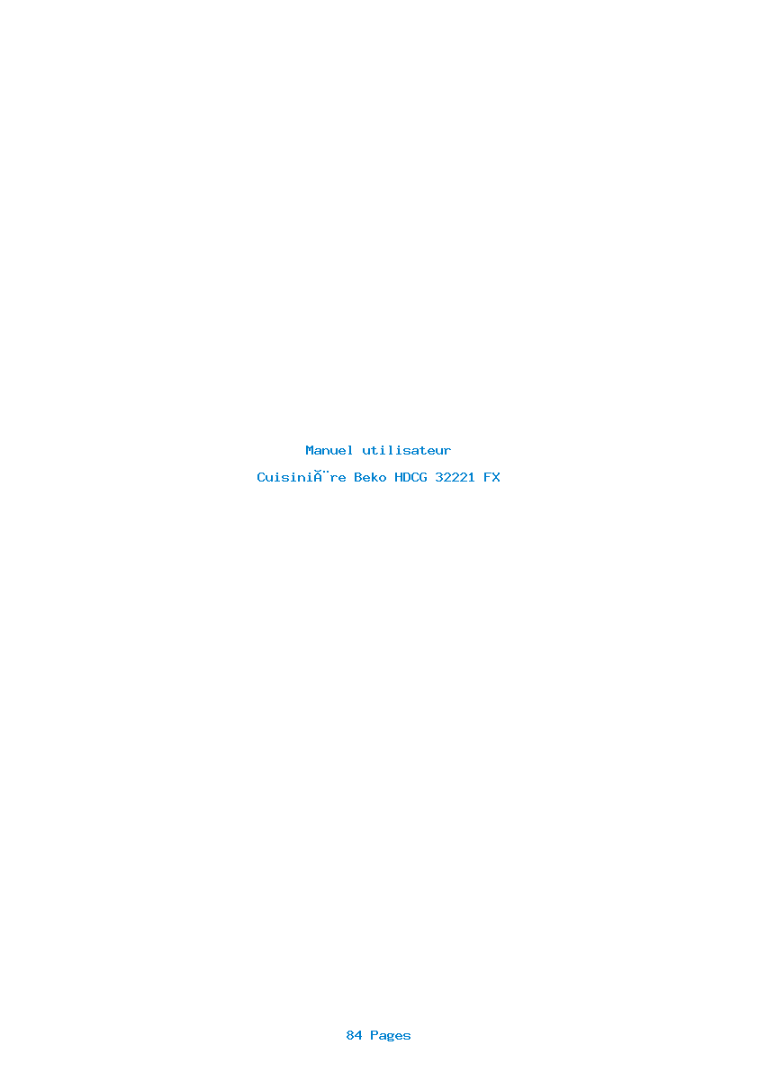 Page 1 de la notice Manuel utilisateur Beko HDCG 32221 FX