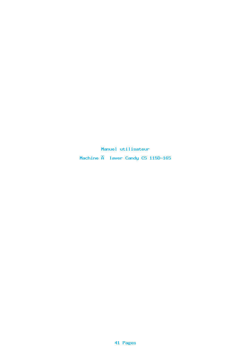 Page 1 de la notice Manuel utilisateur Candy CS 115D-16S